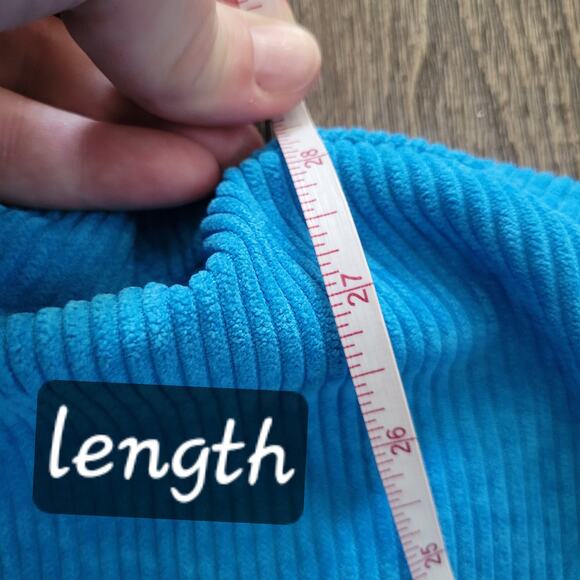 Zenana Blue Corduroy Button-Up Jacket Size L – Soft Ribbed Texture, Side Pockets - Picture 8 of 10